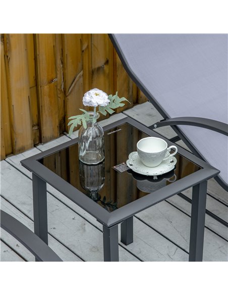 Outsunny 3 Pieces Lounge Chair Set Garden Outdoor Recliner Sunbathing Chair with Table, Light Grey 84B-570LG - pic 63334 | FastDaddyshop
