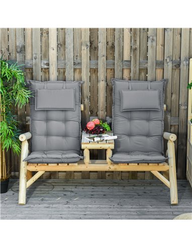 Outsunny Set of 2 Outdoor Chair Cushions, High Back Padded Patio Chair with Pillow for Indoor and Outdoor Use,20L x 50W x 9D cm 