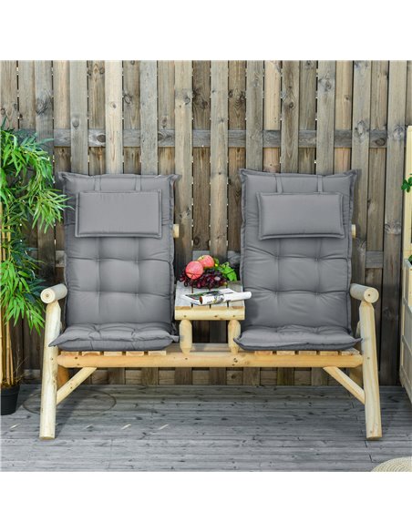Outsunny Set of 2 Outdoor Chair Cushions, High Back Padded Patio Chair with Pillow for Indoor and Outdoor Use,20L x 50W x 9D cm  - pic 63336 | FastDaddyshop
