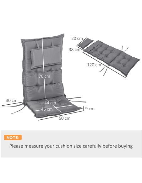 Outsunny Set of 2 Outdoor Chair Cushions, High Back Padded Patio Chair with Pillow for Indoor and Outdoor Use,20L x 50W x 9D cm  - pic 63338 | FastDaddyshop