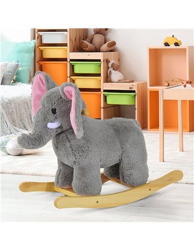 HOMCOM Kids Plush Ride On?Elephant-Grey