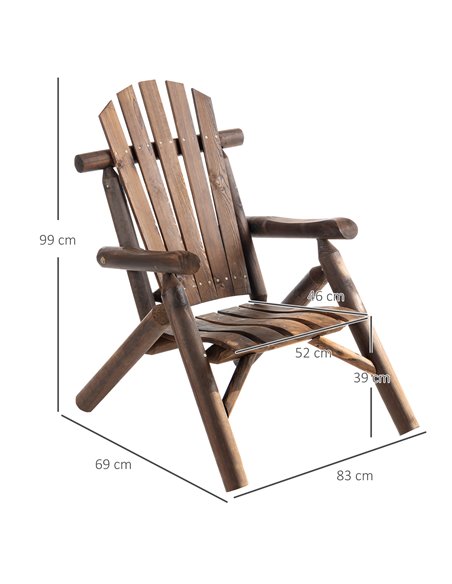 Outsunny Adirondack Chair with Ergonomic Design, Wooden Garden Patio Furniture for Lounging and Relaxing, Carbonised Colour 84B- - pic 63347 | FastDaddyshop
