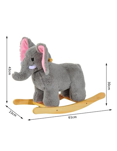 HOMCOM Kids Plush Ride On?Elephant-Grey