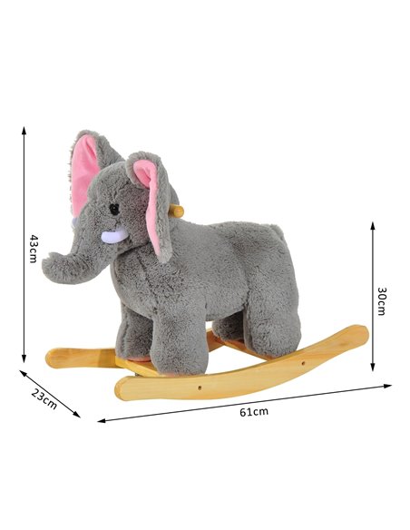 HOMCOM Kids Plush Ride On?Elephant-Grey - pic 6335 | FastDaddyshop