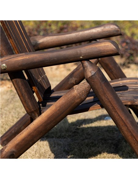 Outsunny Adirondack Chair with Ergonomic Design, Wooden Garden Patio Furniture for Lounging and Relaxing, Carbonised Colour 84B- - pic 63351 | FastDaddyshop