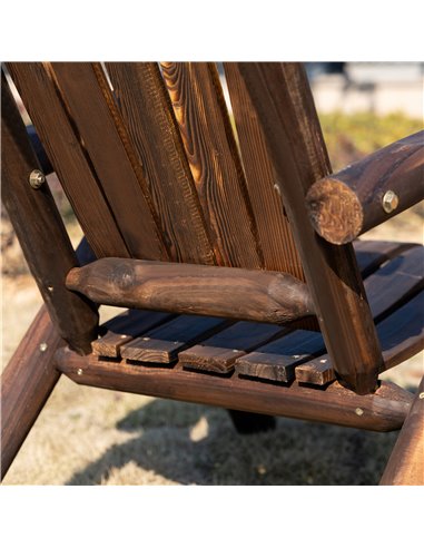 Outsunny Adirondack Chair with Ergonomic Design, Wooden Garden Patio Furniture for Lounging and Relaxing, Carbonised Colour 84B-