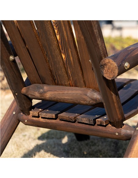 Outsunny Adirondack Chair with Ergonomic Design, Wooden Garden Patio Furniture for Lounging and Relaxing, Carbonised Colour 84B- - pic 63352 | FastDaddyshop