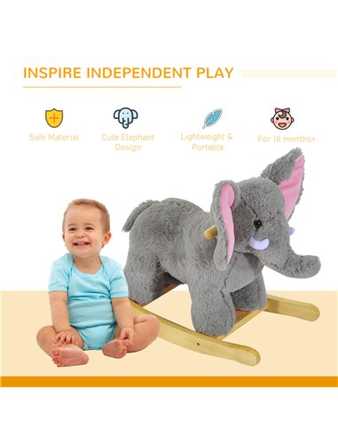 HOMCOM Kids Plush Ride On?Elephant-Grey