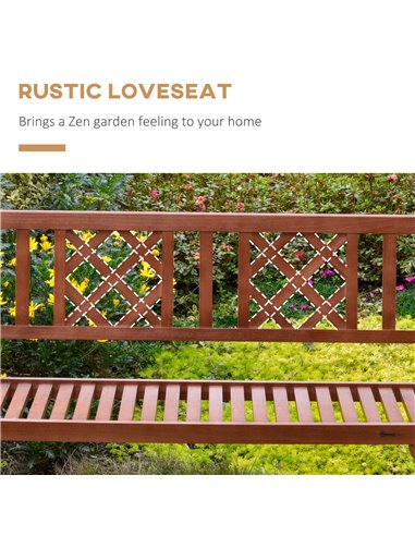Outsunny Foldable Garden Bench, 2-Seater Patio Wooden Bench, Loveseat Chair with Backrest and Armrest for Patio, Porch or Balcon