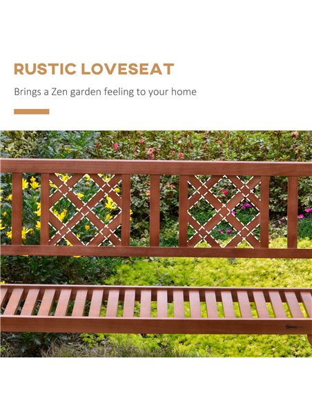 Outsunny Foldable Garden Bench, 2-Seater Patio Wooden Bench, Loveseat Chair with Backrest and Armrest for Patio, Porch or Balcon - pic 63366 | FastDaddyshop