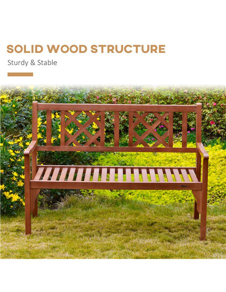 Outsunny Foldable Garden Bench, 2-Seater Patio Wooden Bench, Loveseat Chair with Backrest and Armrest for Patio, Porch or Balcon - pic 63368 | FastDaddyshop