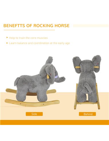 HOMCOM Kids Plush Ride On?Elephant-Grey
