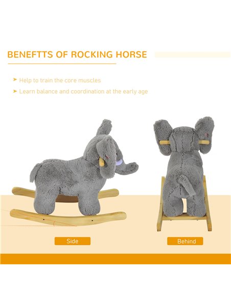 HOMCOM Kids Plush Ride On?Elephant-Grey - pic 6337 | FastDaddyshop
