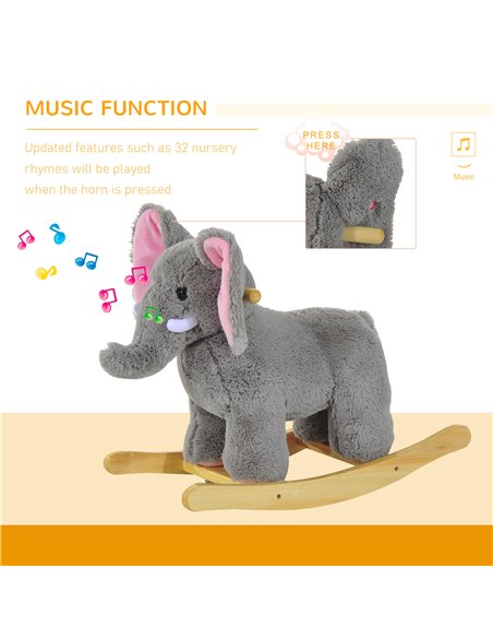 HOMCOM Kids Plush Ride On?Elephant-Grey - pic 6338 | FastDaddyshop