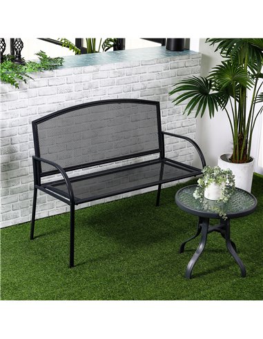 Outsunny 2-Seater Metal Outdoor Bench, Loveseat Chair, Patio, Park, Porch, Lawn Furniture, Grey 84B-825