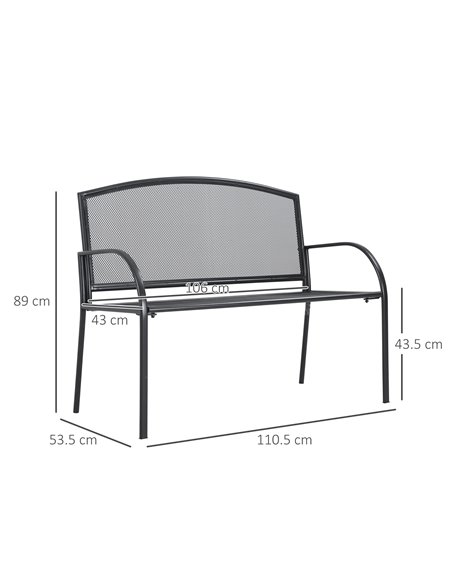 Outsunny 2-Seater Metal Outdoor Bench, Loveseat Chair, Patio, Park, Porch, Lawn Furniture, Grey 84B-825 - pic 63383 | FastDaddyshop