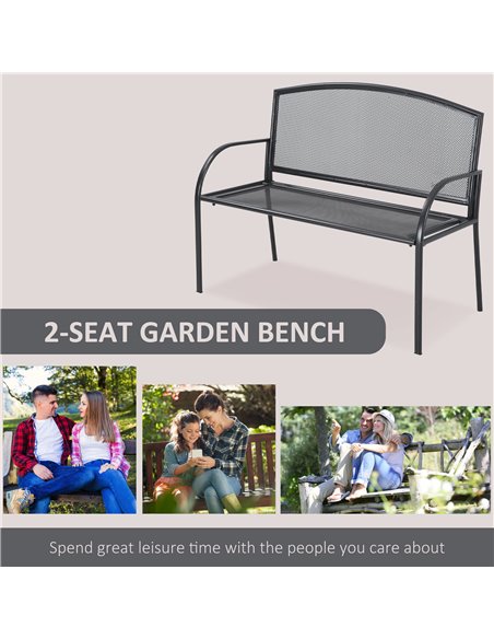 Outsunny 2-Seater Metal Outdoor Bench, Loveseat Chair, Patio, Park, Porch, Lawn Furniture, Grey 84B-825 - pic 63384 | FastDaddyshop