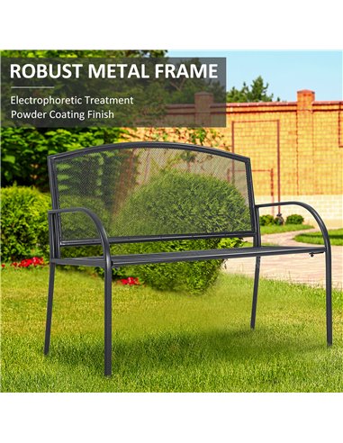 Outsunny 2-Seater Metal Outdoor Bench, Loveseat Chair, Patio, Park, Porch, Lawn Furniture, Grey 84B-825