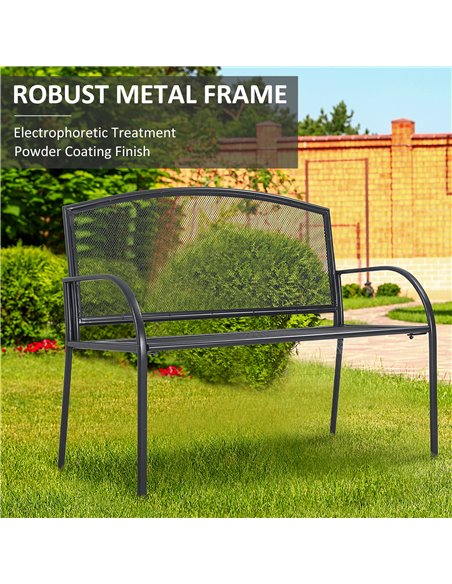 Outsunny 2-Seater Metal Outdoor Bench, Loveseat Chair, Patio, Park, Porch, Lawn Furniture, Grey 84B-825 - pic 63385 | FastDaddyshop