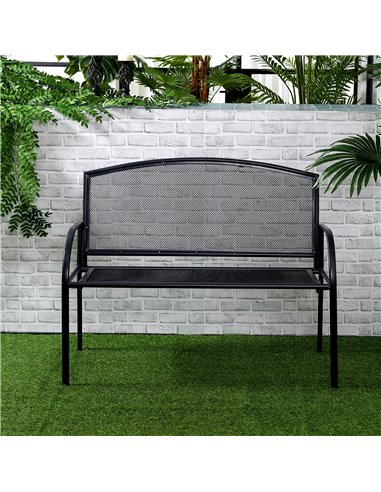 Outsunny 2-Seater Metal Outdoor Bench, Loveseat Chair, Patio, Park, Porch, Lawn Furniture, Grey 84B-825