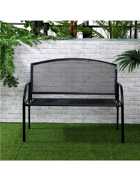 Outsunny 2-Seater Metal Outdoor Bench, Loveseat Chair, Patio, Park, Porch, Lawn Furniture, Grey 84B-825 - pic 63387 | FastDaddyshop