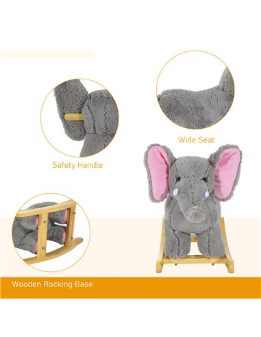 HOMCOM Kids Plush Ride On?Elephant-Grey
