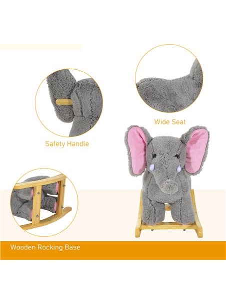 HOMCOM Kids Plush Ride On?Elephant-Grey - pic 6339 | FastDaddyshop