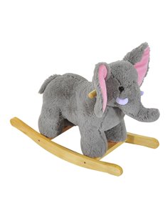 HOMCOM Kids Plush Ride On Elephant Grey