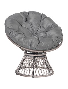 Outsunny 360° Swivel Rattan Papasan Moon Bowl Chair, Grey 867-021V70GY