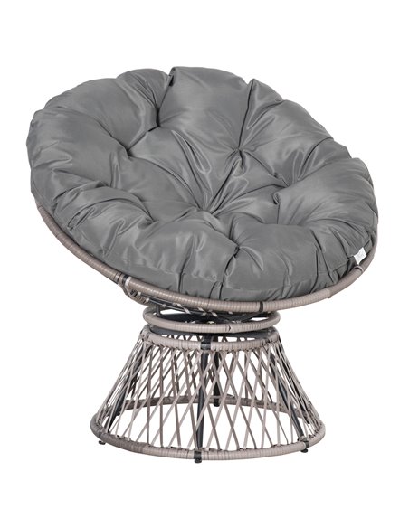 Outsunny 360° Swivel Rattan Papasan Moon Bowl Chair, Grey 867-021V70GY - pic 63408 | FastDaddyshop