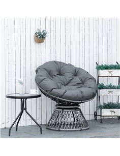 Outsunny 360° Swivel Rattan Papasan Moon Bowl Chair, Grey 867-021V70GY 2