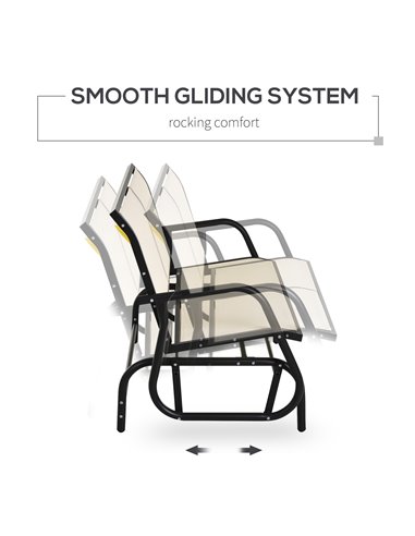 Outsunny 2-Person Outdoor Glider Bench Patio Double Swing Gliding Chair Loveseat w/Power Coated Steel Frame for Backyard Garden 