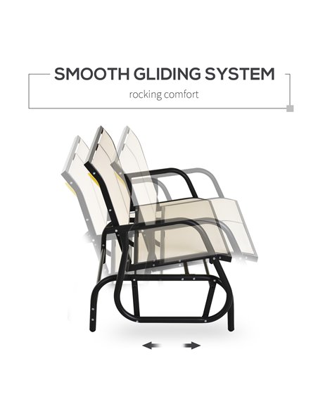 Outsunny 2-Person Outdoor Glider Bench Patio Double Swing Gliding Chair Loveseat w/Power Coated Steel Frame for Backyard Garden  - pic 63420 | FastDaddyshop