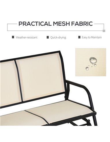 Outsunny 2-Person Outdoor Glider Bench Patio Double Swing Gliding Chair Loveseat w/Power Coated Steel Frame for Backyard Garden 