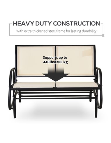 Outsunny 2-Person Outdoor Glider Bench Patio Double Swing Gliding Chair Loveseat w/Power Coated Steel Frame for Backyard Garden 