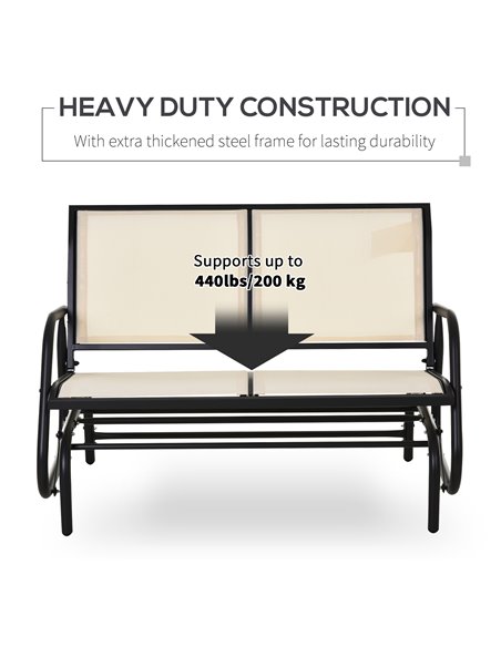 Outsunny 2-Person Outdoor Glider Bench Patio Double Swing Gliding Chair Loveseat w/Power Coated Steel Frame for Backyard Garden  - pic 63422 | FastDaddyshop