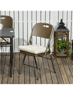 Outsunny Replacement Dining Chair Seat Pad, Garden Seat Cushion with Ties, 40 x 40cm, Cream White 84G-017V70CW 2