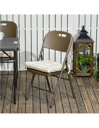 Outsunny Replacement Dining Chair Seat Pad, Garden Seat Cushion with Ties, 40 x 40cm, Cream White 84G-017V70CW