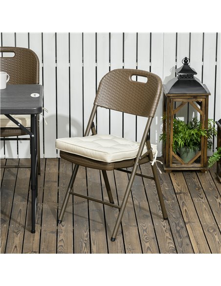 Outsunny Replacement Dining Chair Seat Pad, Garden Seat Cushion with Ties, 40 x 40cm, Cream White 84G-017V70CW - pic 63427 | FastDaddyshop