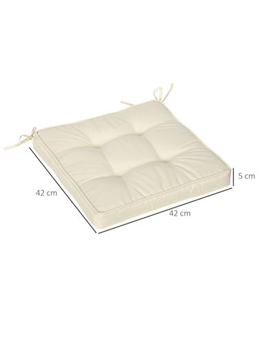 Outsunny Replacement Dining Chair Seat Pad, Garden Seat Cushion with Ties, 40 x 40cm, Cream White 84G-017V70CW