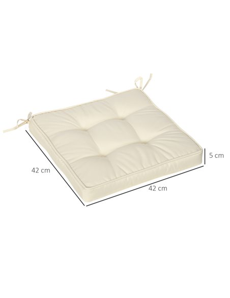 Outsunny Replacement Dining Chair Seat Pad, Garden Seat Cushion with Ties, 40 x 40cm, Cream White 84G-017V70CW - pic 63428 | FastDaddyshop