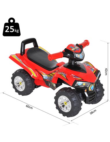 HOMCOM Kids Ride On Quad Bike, 60Lx38Wx42H cm-Red