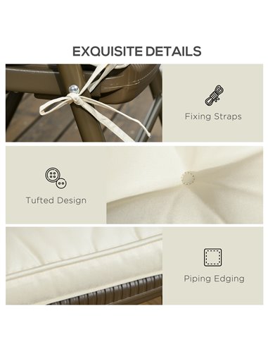 Outsunny Replacement Dining Chair Seat Pad, Garden Seat Cushion with Ties, 40 x 40cm, Cream White 84G-017V70CW