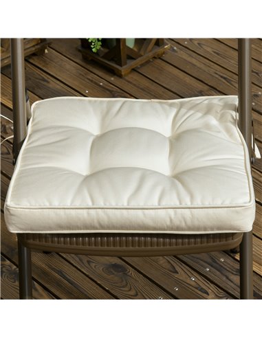 Outsunny Replacement Dining Chair Seat Pad, Garden Seat Cushion with Ties, 40 x 40cm, Cream White 84G-017V70CW
