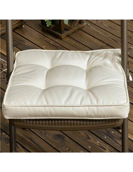 Outsunny Replacement Dining Chair Seat Pad, Garden Seat Cushion with Ties, 40 x 40cm, Cream White 84G-017V70CW - pic 63432 | FastDaddyshop