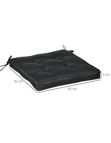 Outsunny Replacement Dining Chair Seat Pad, Garden Seat Cushion with Ties, 40 x 40cm, Black 84G-017V70BK