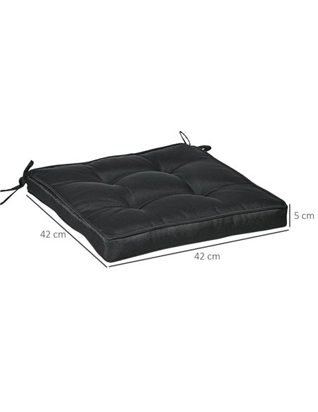 Outsunny Replacement Dining Chair Seat Pad, Garden Seat Cushion with Ties, 40 x 40cm, Black 84G-017V70BK - pic 63437 | FastDaddyshop
