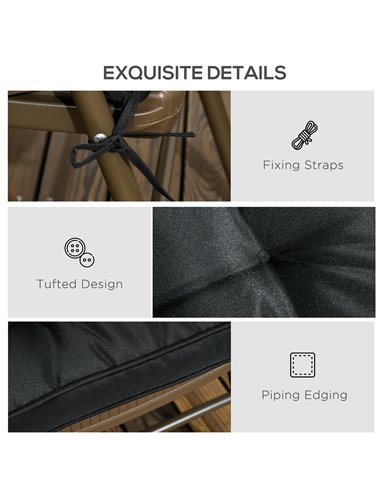 Outsunny Replacement Dining Chair Seat Pad, Garden Seat Cushion with Ties, 40 x 40cm, Black 84G-017V70BK