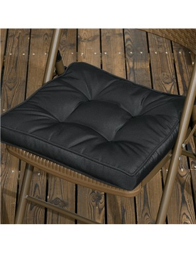 Outsunny Replacement Dining Chair Seat Pad, Garden Seat Cushion with Ties, 40 x 40cm, Black 84G-017V70BK
