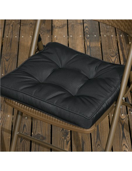 Outsunny Replacement Dining Chair Seat Pad, Garden Seat Cushion with Ties, 40 x 40cm, Black 84G-017V70BK - pic 63441 | FastDaddyshop